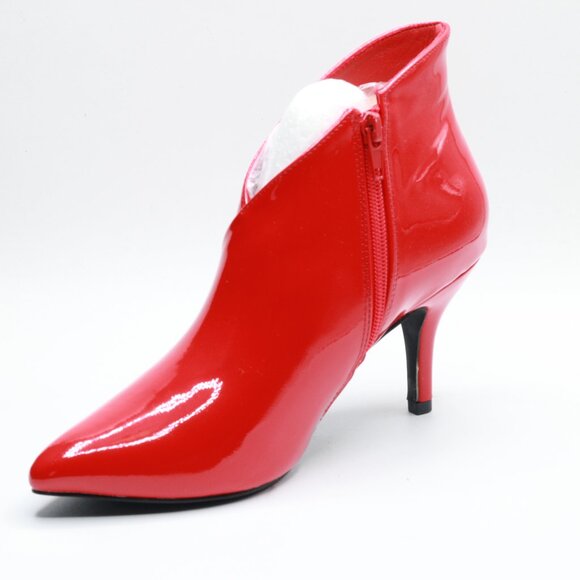 Allegra K Women's V Shape Pointed Toe Red Stiletto Heel Ankle Boots - 5.5 M US - Picture 2 of 4